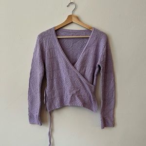Lavender Pointelle Wrap Top